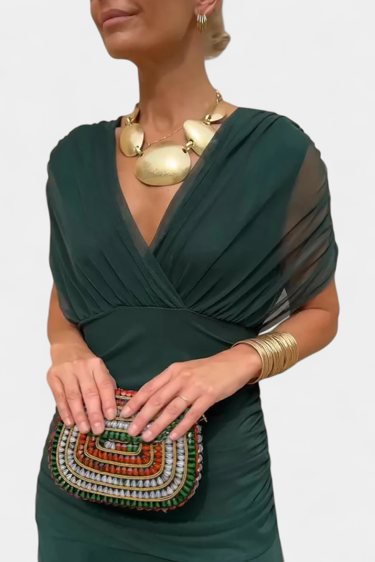 BRIO™ | ABITO LUNGO FLOREALE CON SCOLLATURA A V